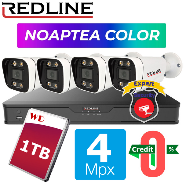 SET 4 camere REDLINE 4 Megapixeli Color Noaptea 255-WL+RN-9004 Set 4mpx REDLINE фото