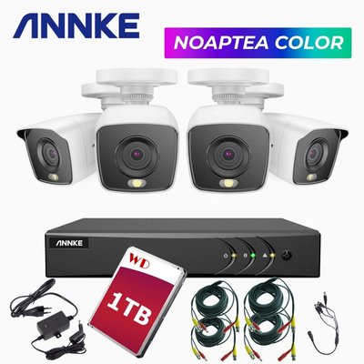 ANNKE Set Camere de supraveghere Video 2 Megapixeli Color Noaptea C51EM C51EM + cablu фото