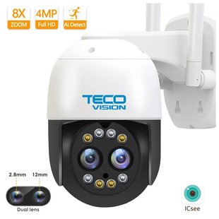 TECO VISION 4 Megapixeli lentile duble unghi de vedere 360° audio + microfon 128 GB WIFI PTZ 36-8-101 фото