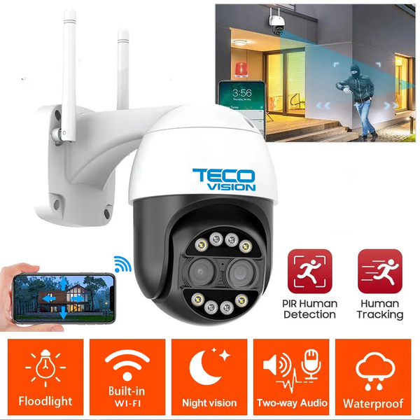 TECO VISION 4 Megapixeli lentile duble unghi de vedere 360° audio + microfon 128 GB WIFI PTZ 36-8-101 фото