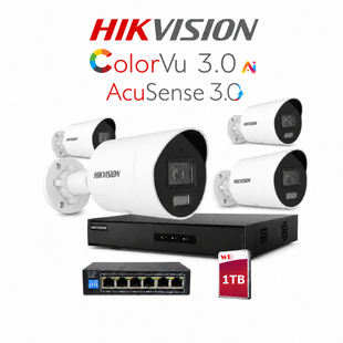 Camere de supraveghere 4 camere HIKVISION 4MP ColorVU 3.0 Acusense 3.0 DS-2CD2047G3-LI2UY/SL
