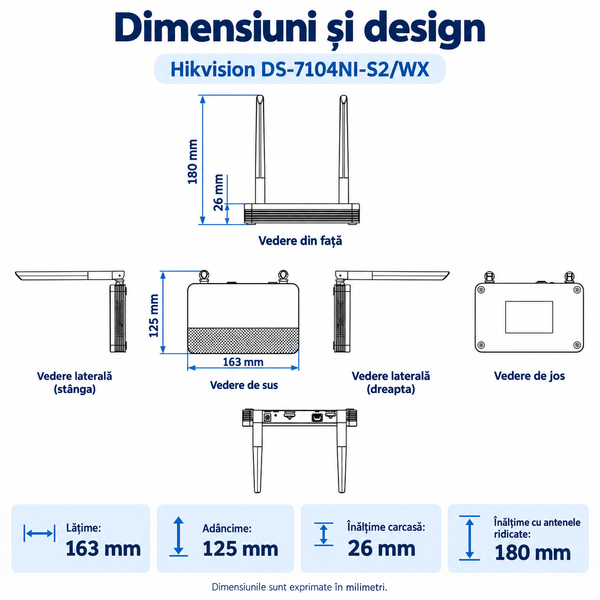 Video registrator 4 Canale HIKVISION Garantie 3 Ani DS-7104NI-S2/WX