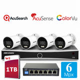 Camere de supraveghere 4 camere 6 MPX HIKVISION ColorVu AcuSense AcuSearch