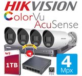 Set 4 camere Hikvision Acusense Color Vu 4 Megapixeli DS-2CD2047G2-LU/SL 4702 фото