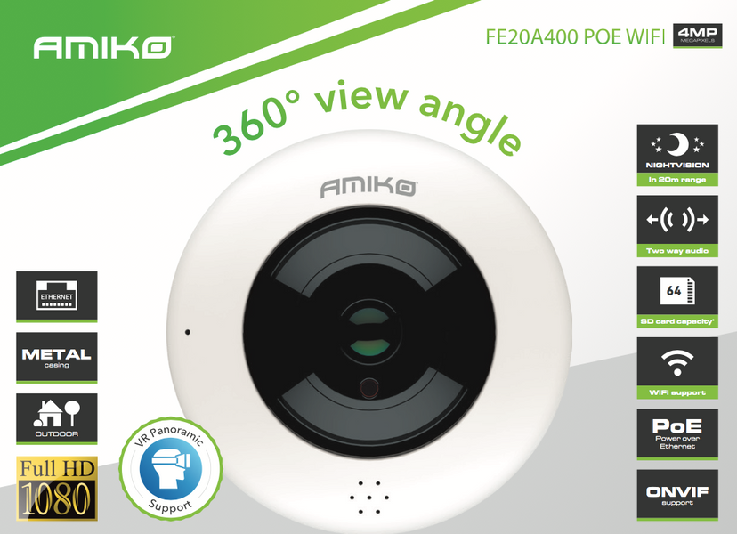IP-камера Amiko 4 Мегапикселя 360 º FE20A400 POE WiFi 113033 фото