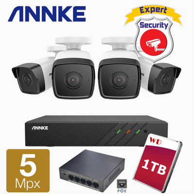 ANNKE Комплект камер видеонаблюдения IP 5 Мегапикселей I51DL+DW41JD   I51DL SET фото